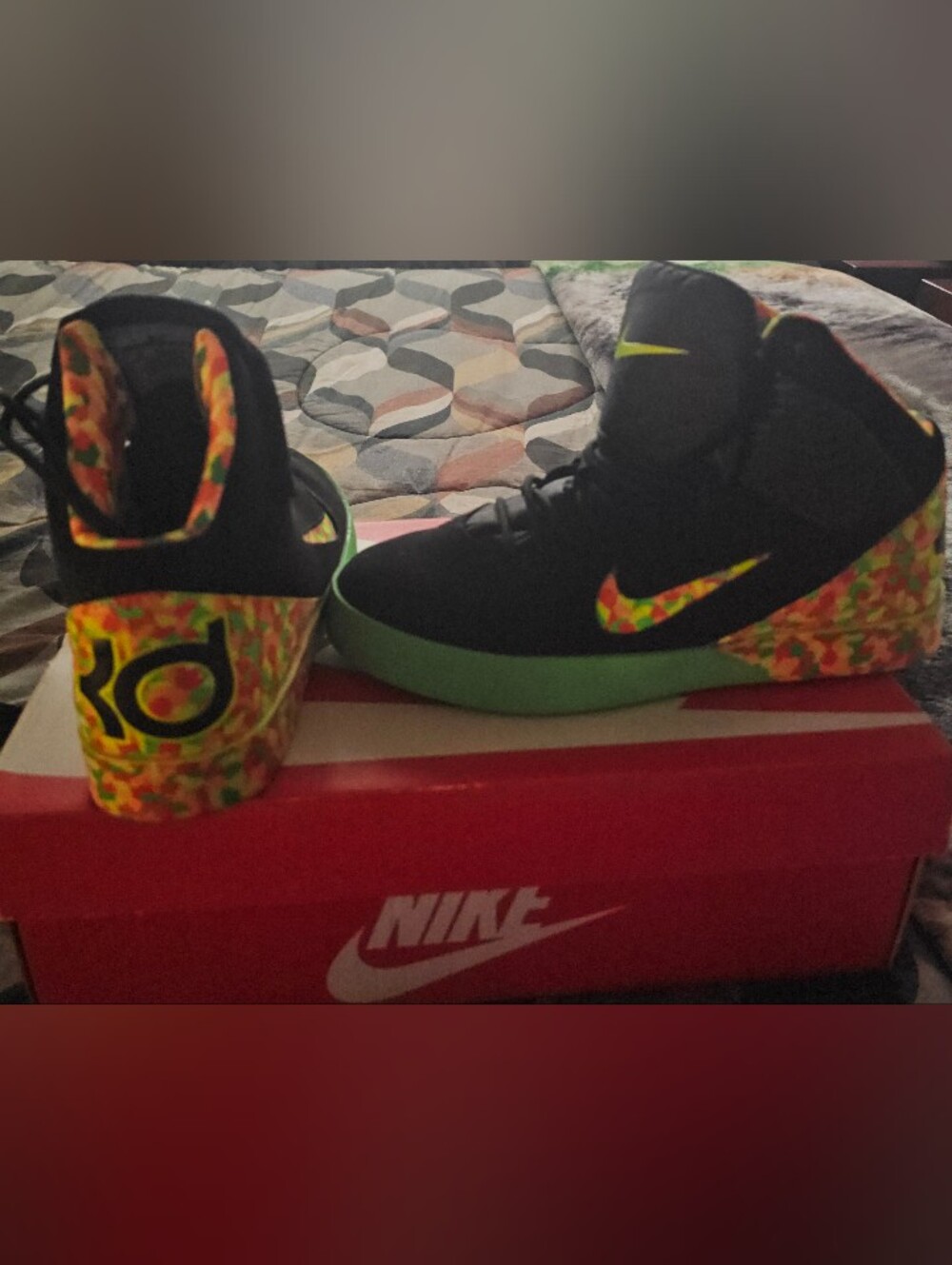 Nike High-Top Sneakers Black with Neon Multi and Green Sole